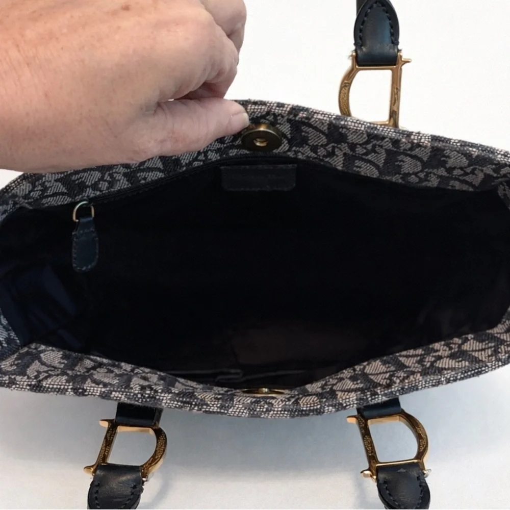 Dior • Diorissimo Trotter Canvas Tote in Navy/Navy Leather